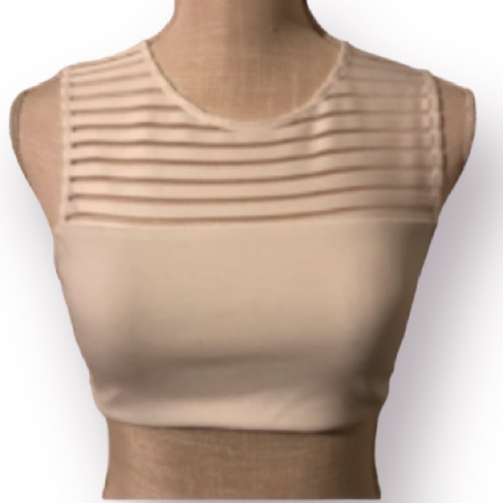 LULU’S CROP TOP OFF WHITE TANKTOP. Lined with Sheer Fabric on Upper Portion.